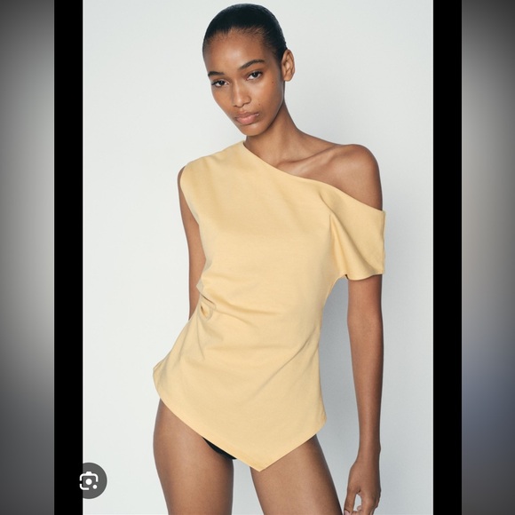 Zara Tops - ZARA ASYMMETRIC TOP WITH GATHERED DETAIL